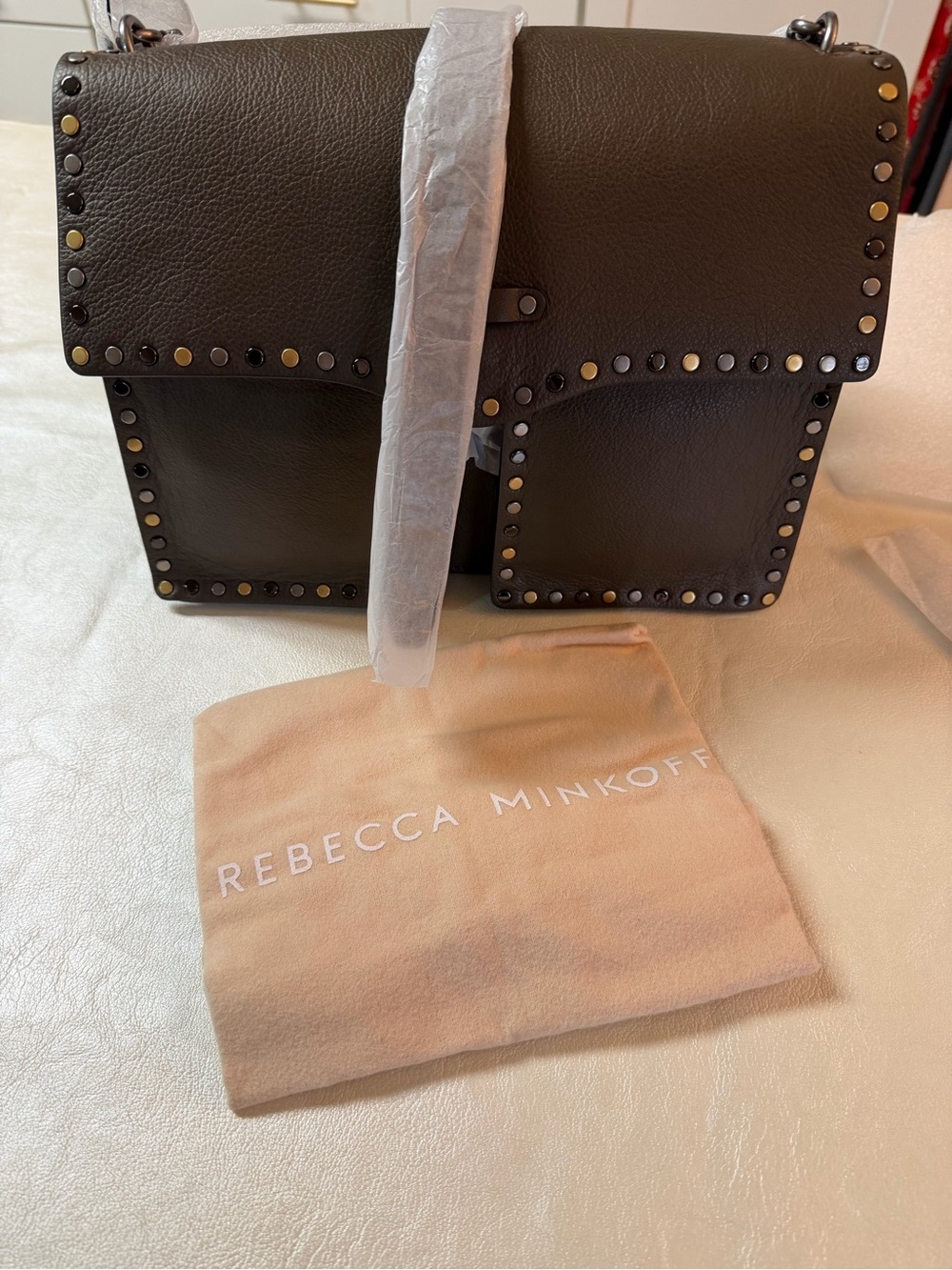 Rebecca Minkoff Olive Green Leather Studded Crossbody